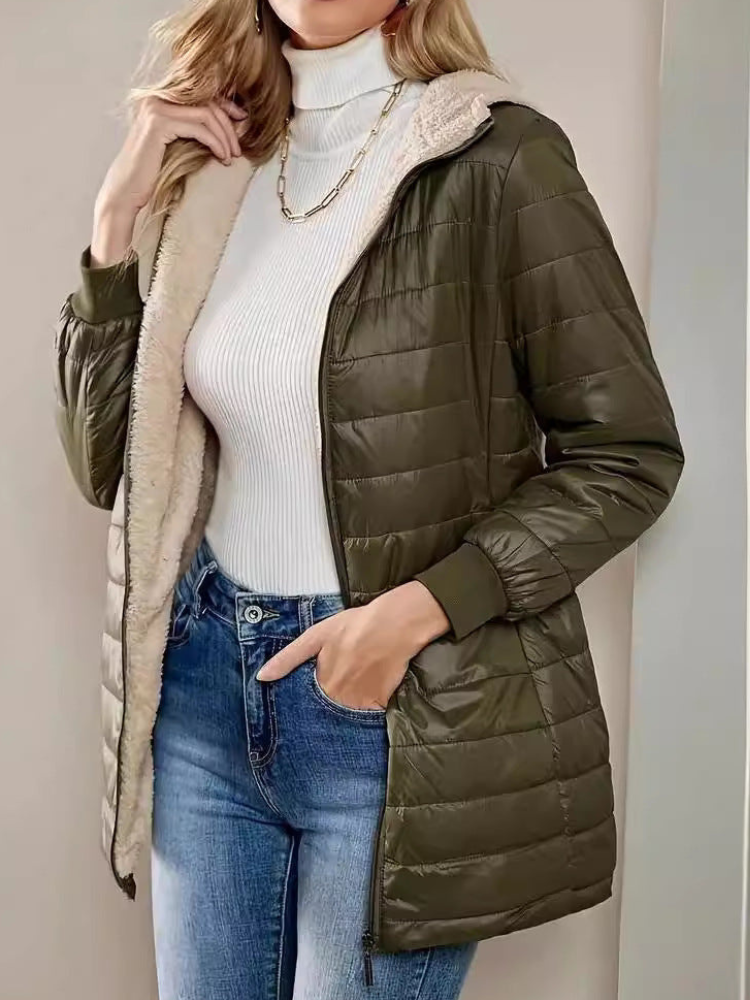 Mjuk varm och vadderad vinterjacka för kvinnor