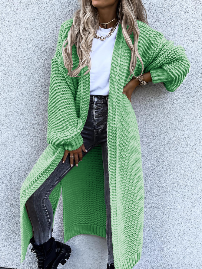 Lång stickad varm vinterkofta för kvinnor