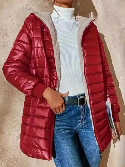 Mjuk varm och vadderad vinterjacka för kvinnor