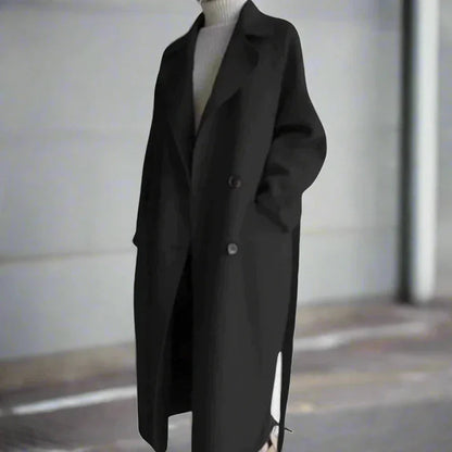 Elegant lös varm vinter trenchcoat för kvinnor