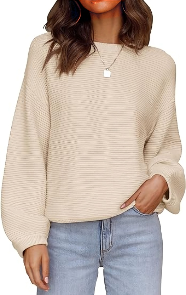 Löst avslappnad stickad bekväm tröja för kvinnor