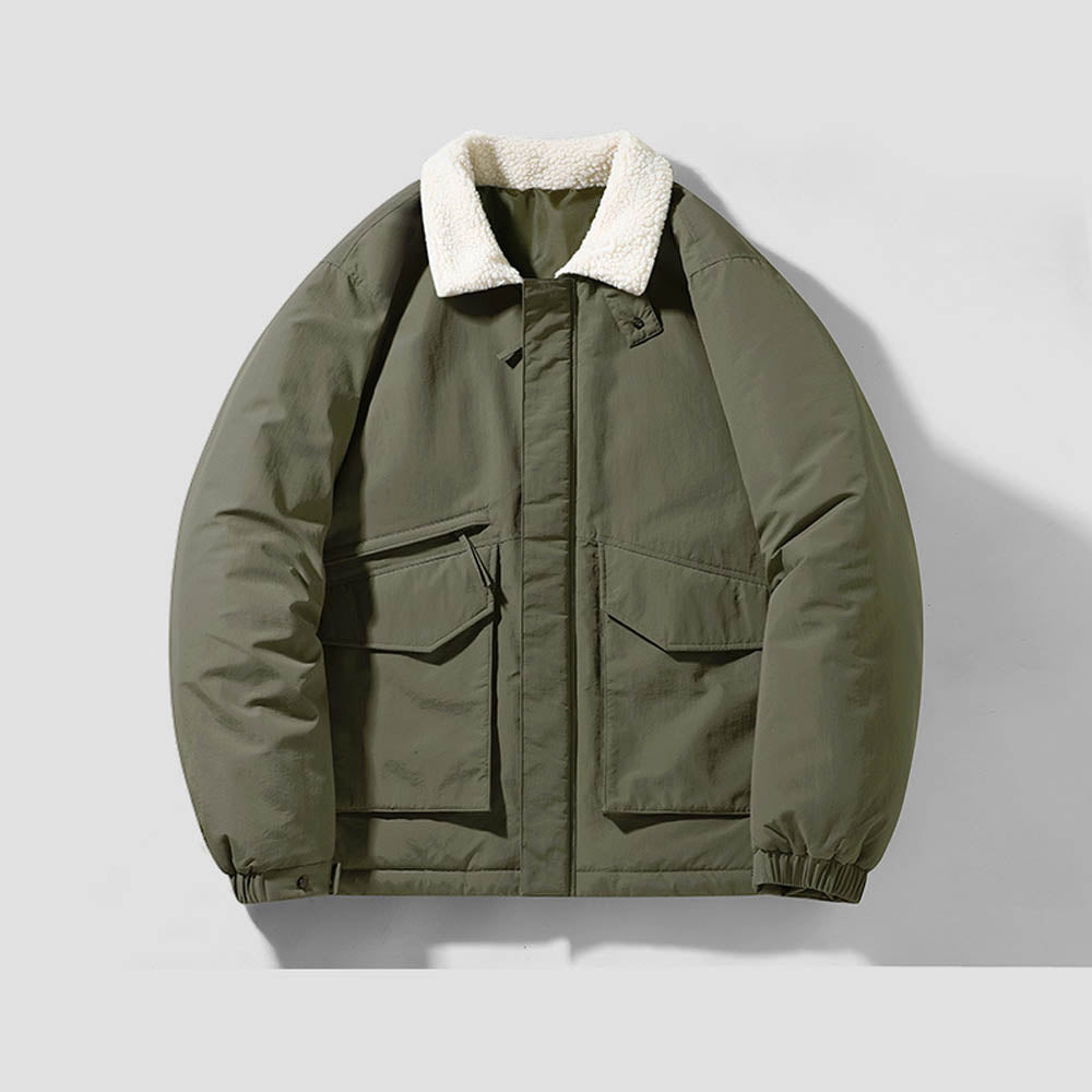 Tjock vadderad vinterjacka för män
