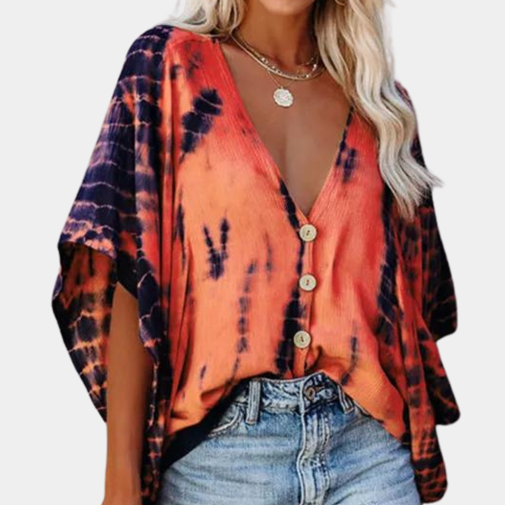 Elegant sexig blus med fladdermusärm för kvinnor