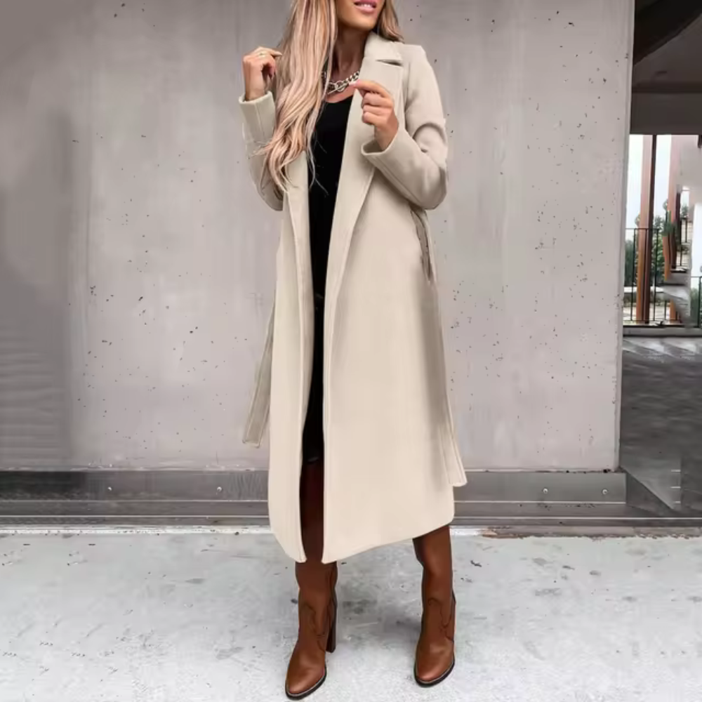 Tidlös elegant lång vinter trenchcoat för kvinnor