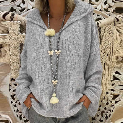 Oversize varm vinter tröja med huva för kvinnor