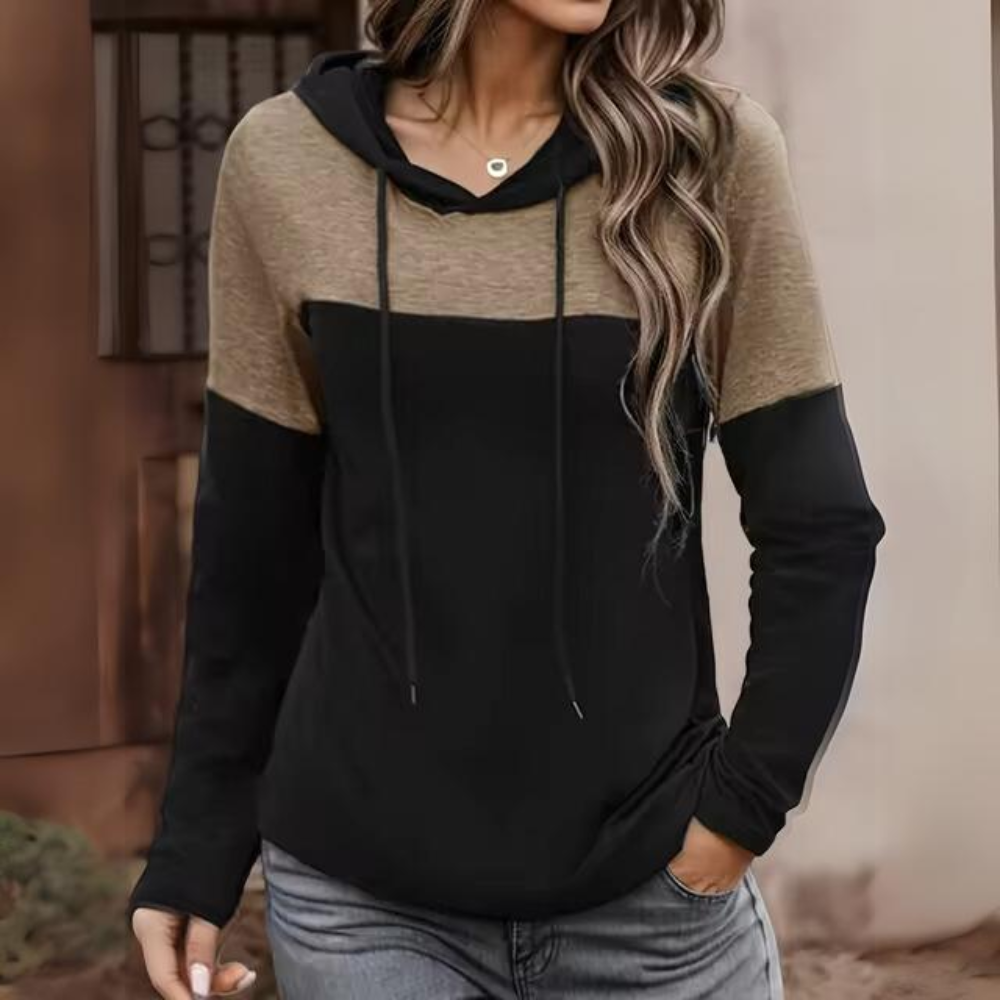 Avslappnad varm tröja med huva för kvinnor