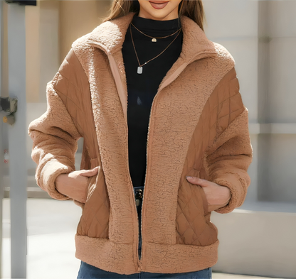 Fleece vadderad varm vinterjacka för kvinnor