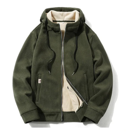 Oversize vinter huvjacka med dragkedja för män