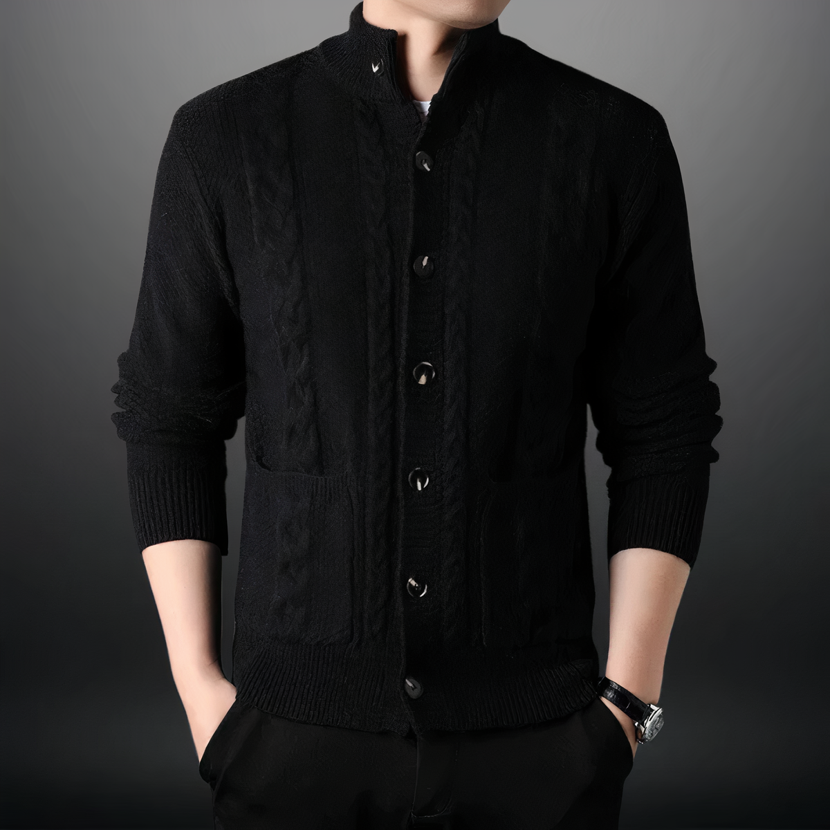 Snygg klassisk stickad kofta för män