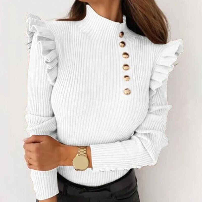 Elegant figursydd volanger tröja för kvinnor