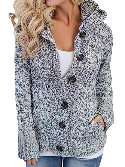 Stickad hoodiejacka för kvinnor