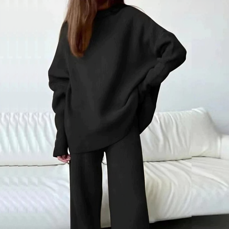 Mysig oversize tröja och byxor vinterset för kvinnor