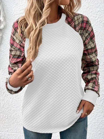 Rutig ärm snygg tröja för kvinnor