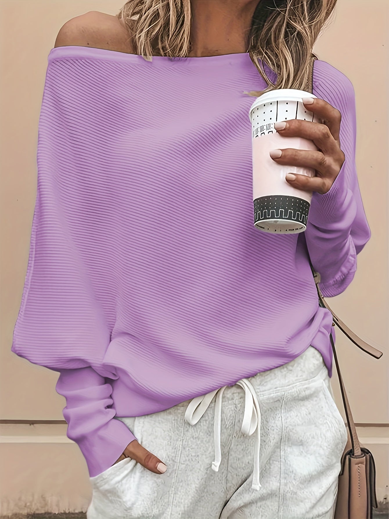 Elegant off-shoulder varm vintertröja för kvinnor